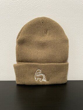 Kids Dinosaur Beanie Light Brown NEW Hat Stegosaurus Knitted Rolled